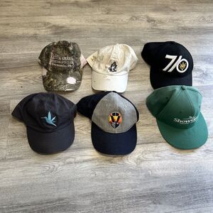 Lot of 6 Modern Hats: Snap/Hook N Loop/Leather Backs Drake 4/20 Vegas Aviators